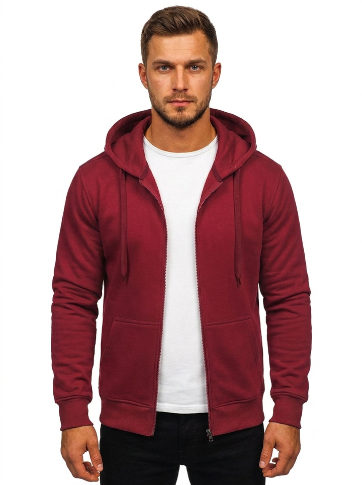 Men's Zip-Up Hoodie Fleece Casual Slim-Fit Sweatshirt