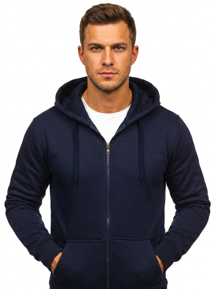 Men's Zip-Up Hoodie Fleece Casual Slim-Fit Sweatshirt