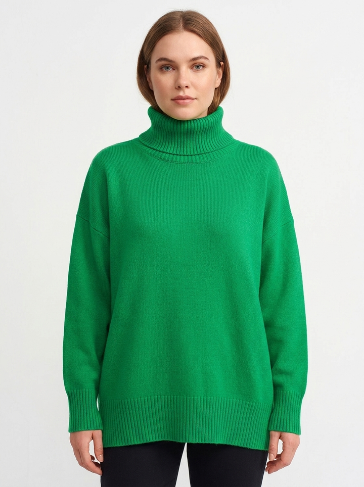 Women's Oversized Turtleneck Sweater Drop Shoulder Knit