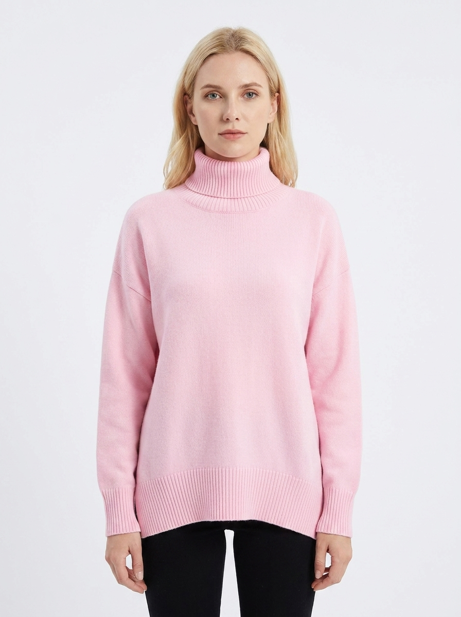 Women's Oversized Turtleneck Sweater Drop Shoulder Knit