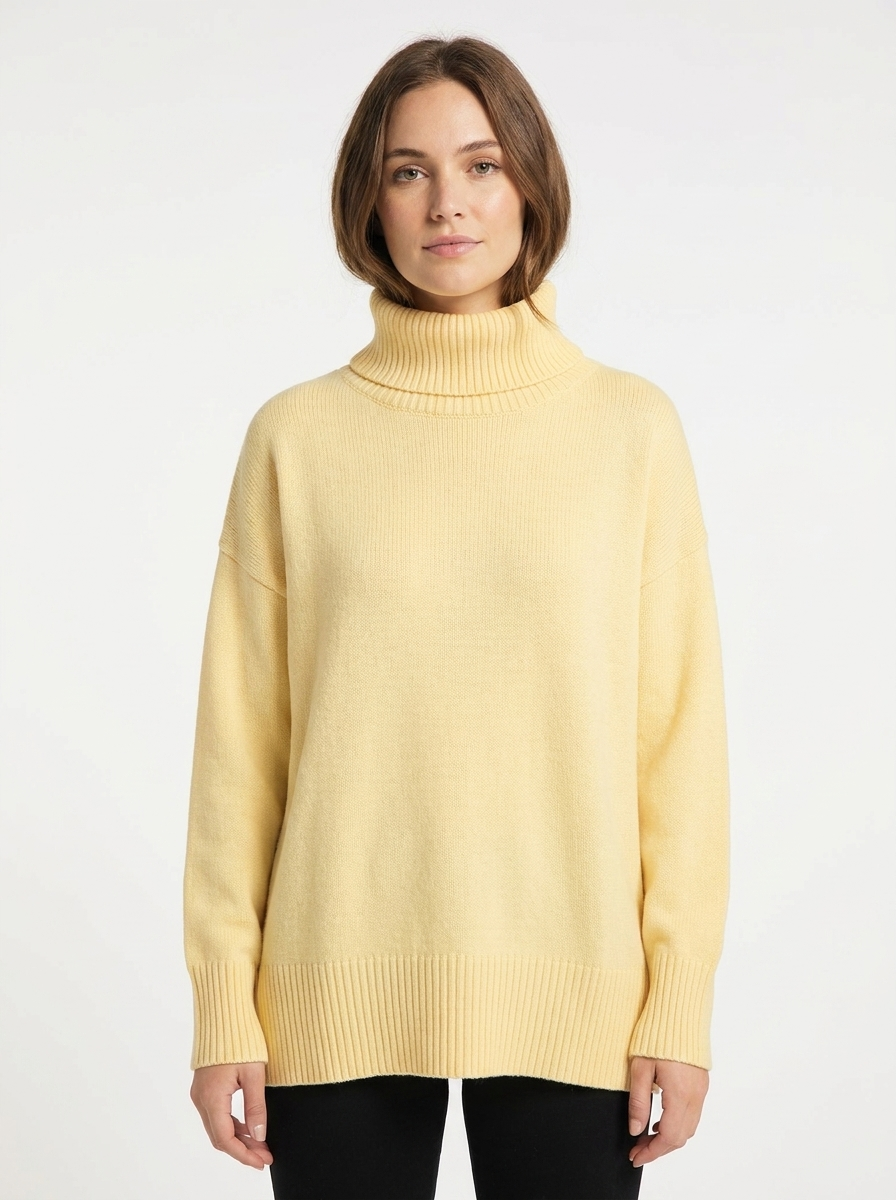 Women's Oversized Turtleneck Sweater Drop Shoulder Knit