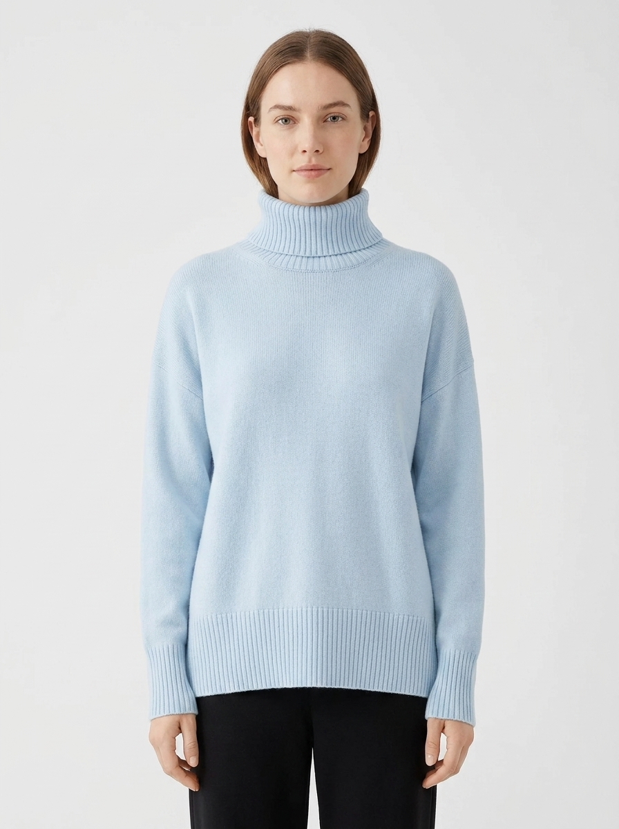 Women's Oversized Turtleneck Sweater Drop Shoulder Knit
