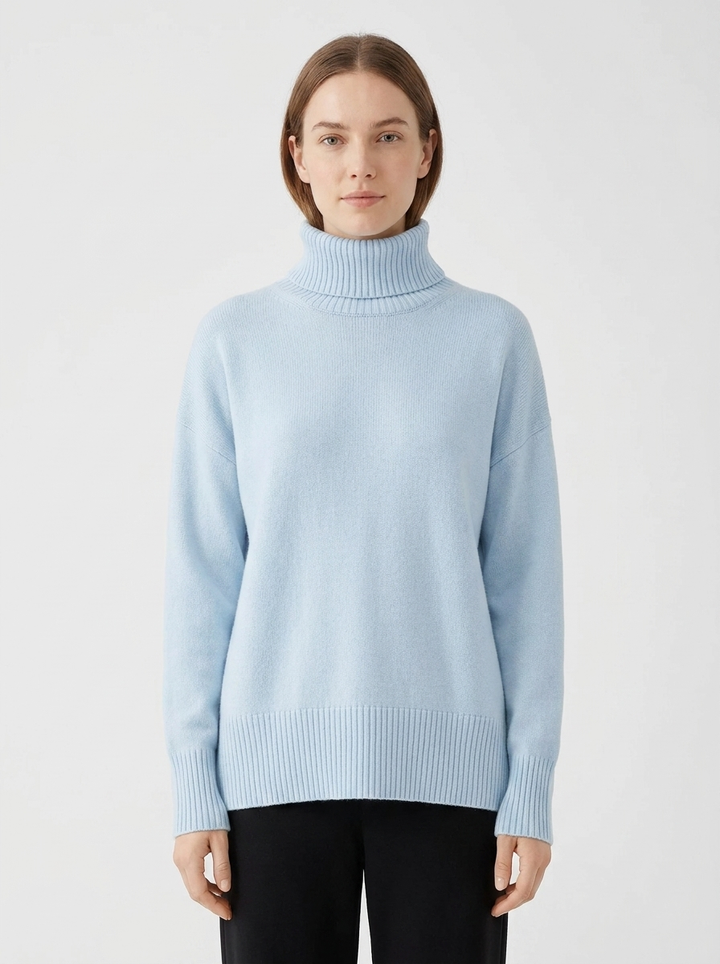Women's Oversized Turtleneck Sweater Drop Shoulder Knit