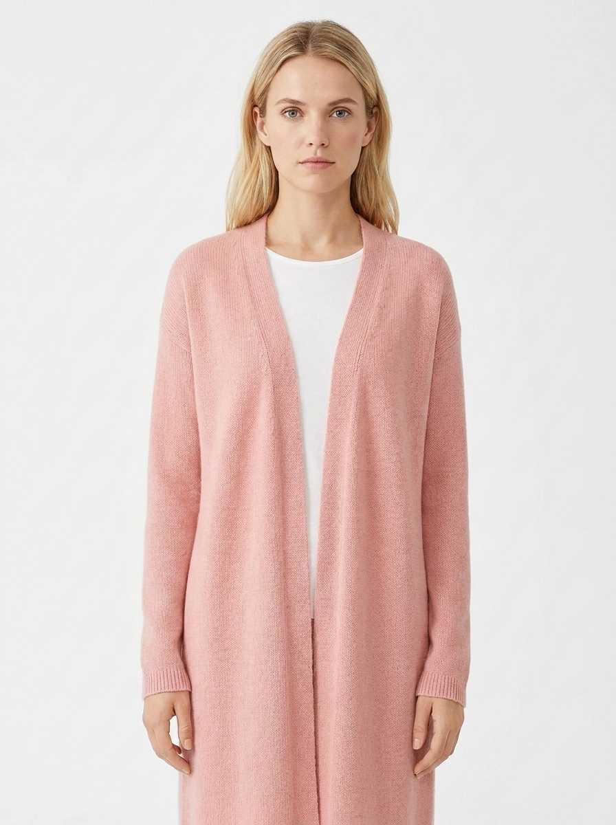 Women's Long Open-Front Cardigan Knit Sweater with Pockets