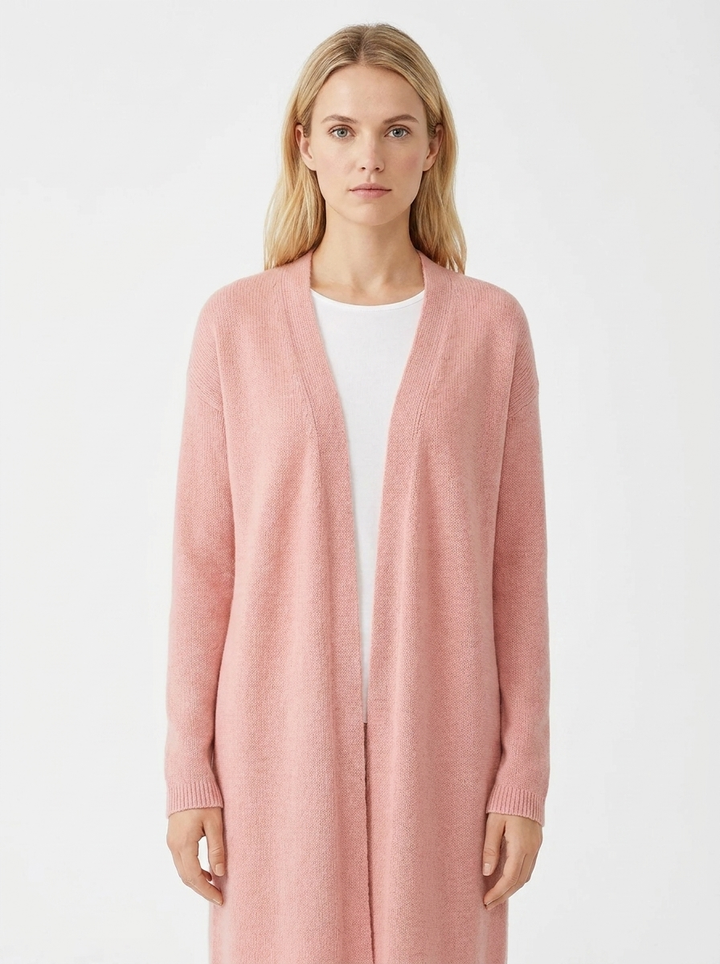 Women's Long Open-Front Cardigan Knit Sweater with Pockets