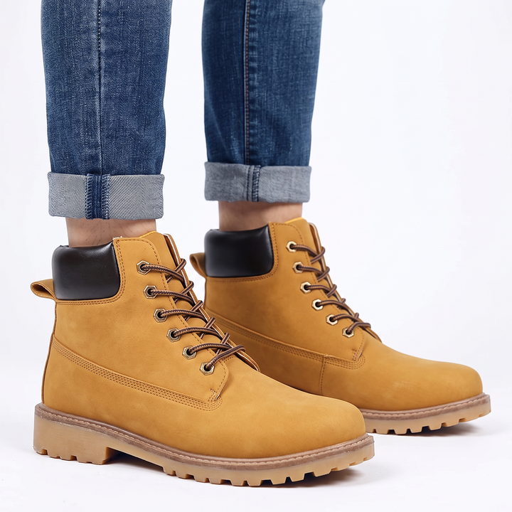 Men's Work Boots Lace-Up Nubuck Leather Durable Ankle Boots