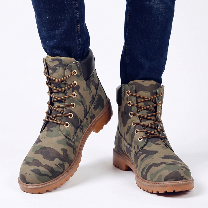 Men's Work Boots Lace-Up Nubuck Leather Durable Ankle Boots