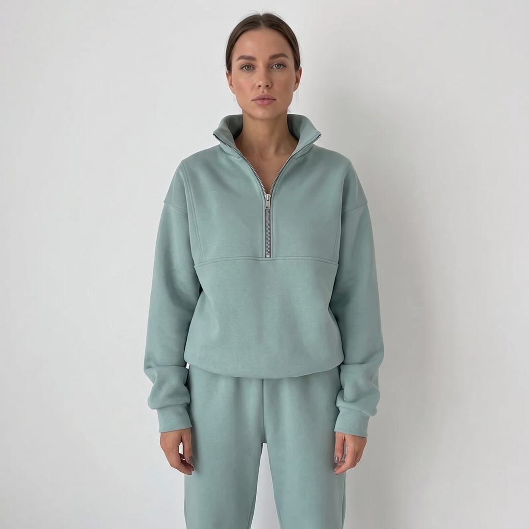Women's Cropped Zip-Up Sweatshirt and Jogger Set
