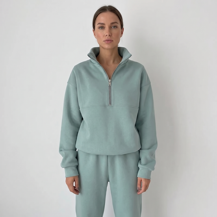 Women's Cropped Zip-Up Sweatshirt and Jogger Set
