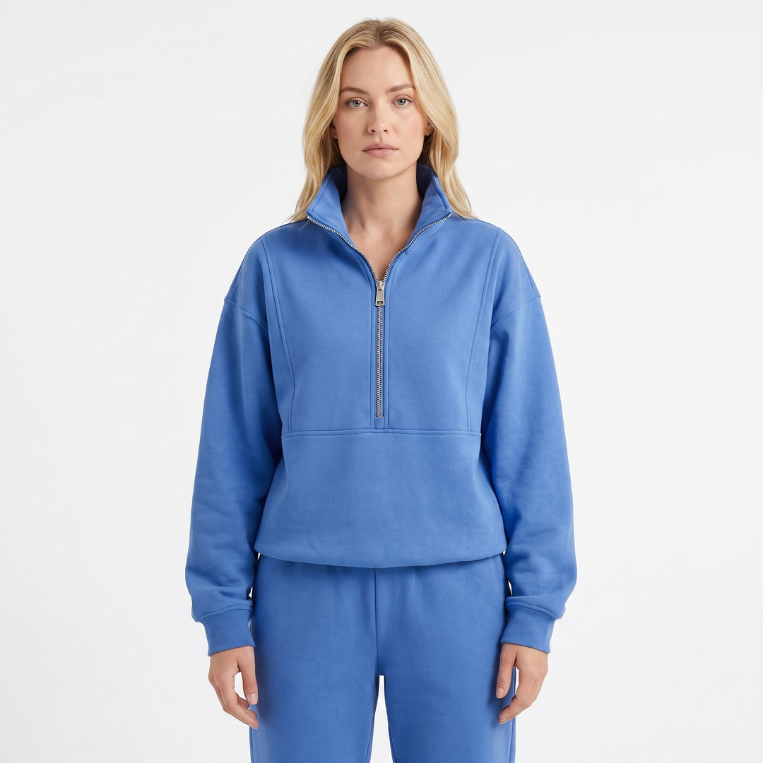 Women's Cropped Zip-Up Sweatshirt and Jogger Set