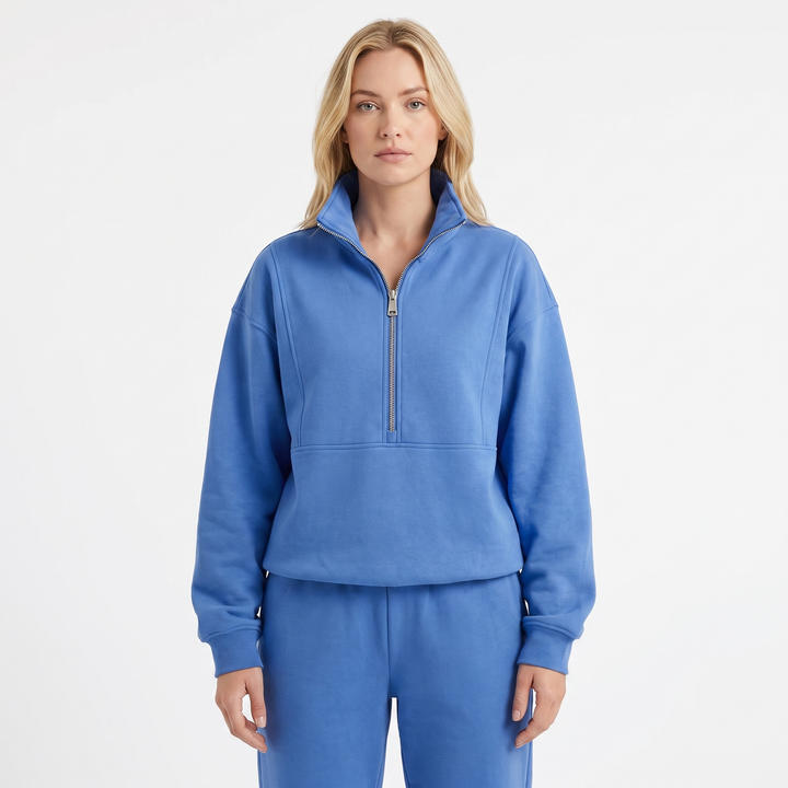 Women's Cropped Zip-Up Sweatshirt and Jogger Set