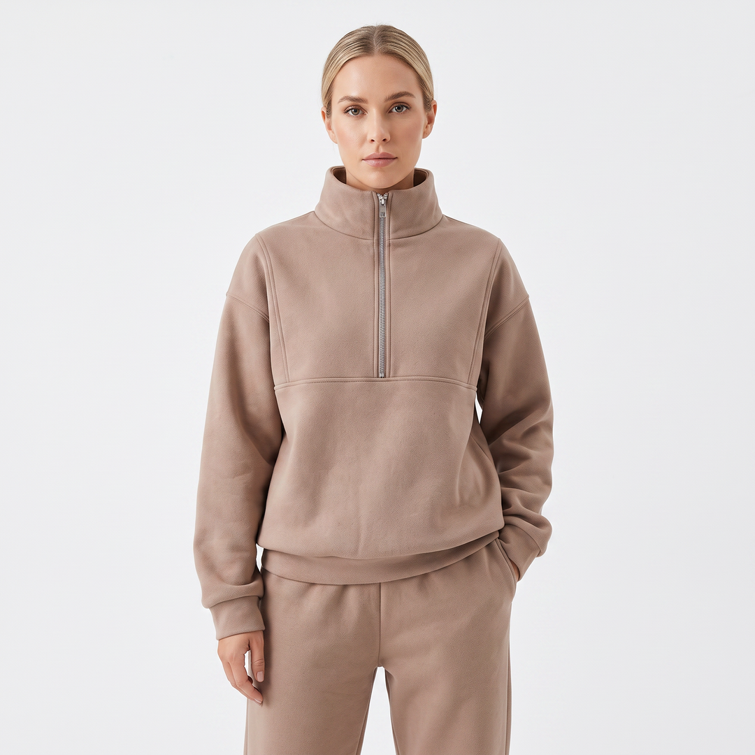 Women's Cropped Zip-Up Sweatshirt and Jogger Set