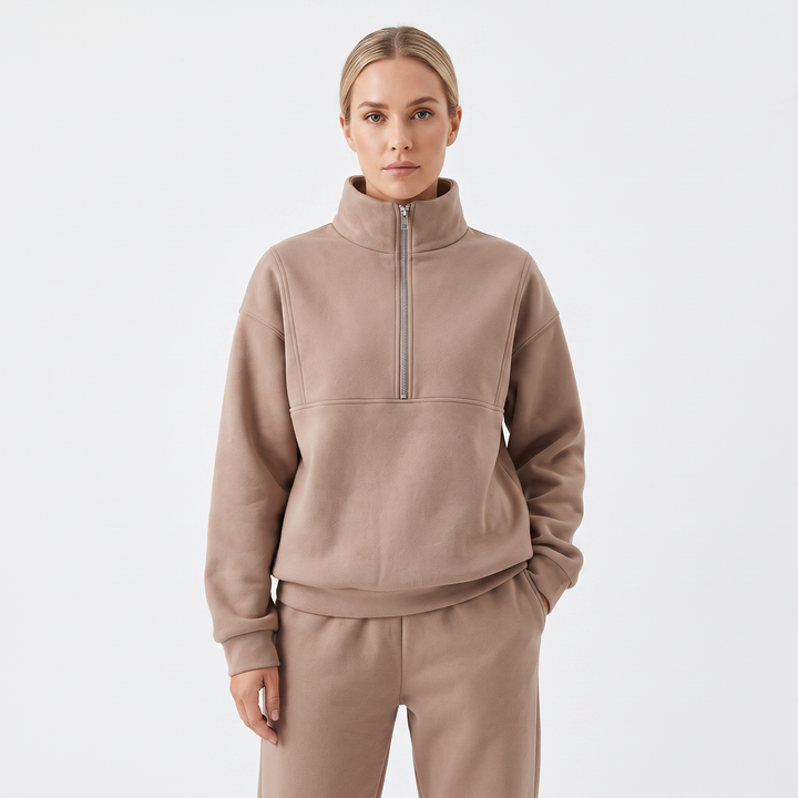 Women's Cropped Zip-Up Sweatshirt and Jogger Set