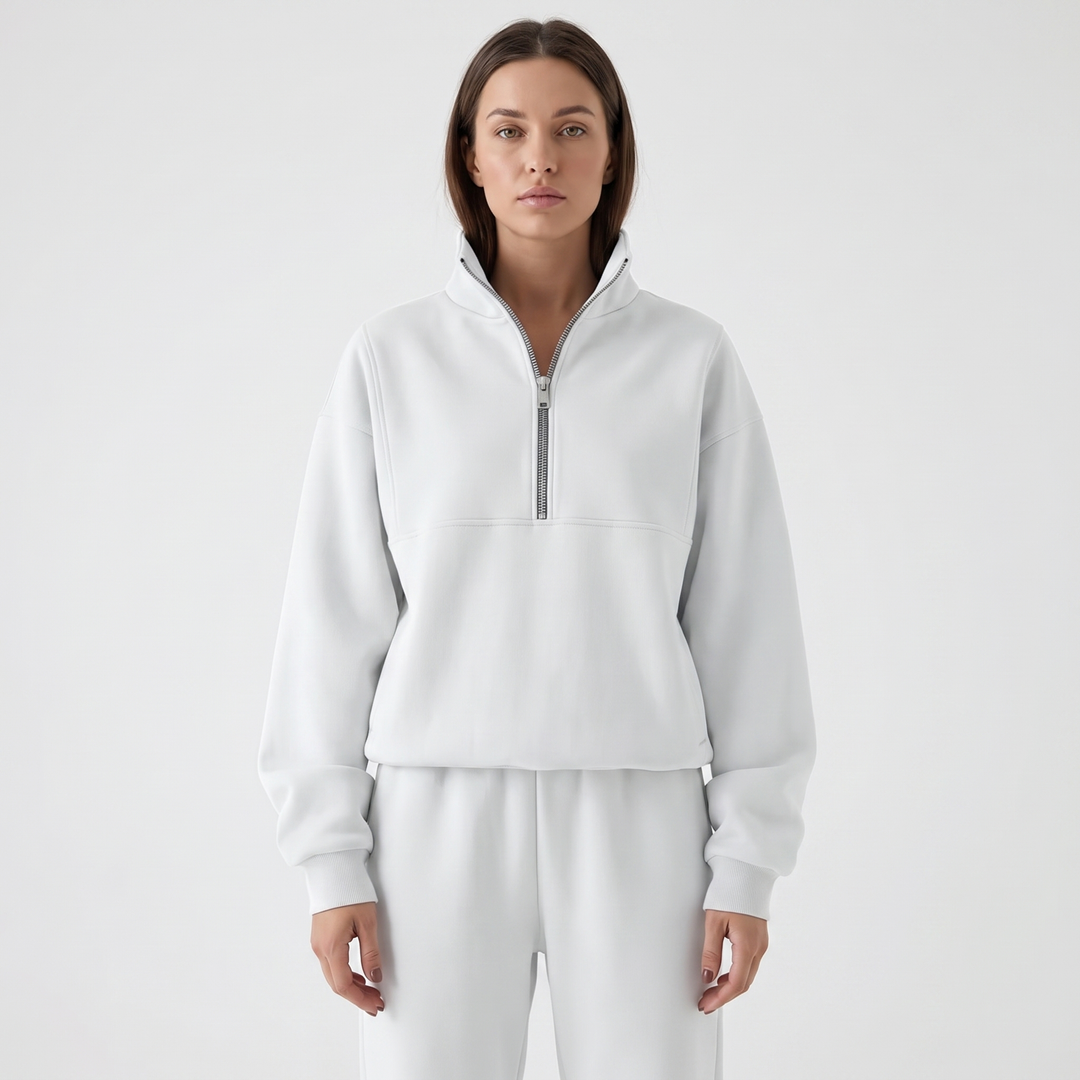 Women's Cropped Zip-Up Sweatshirt and Jogger Set
