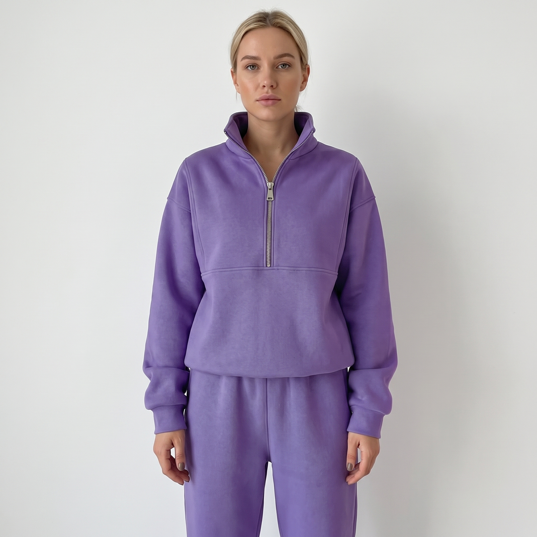 Women's Cropped Zip-Up Sweatshirt and Jogger Set