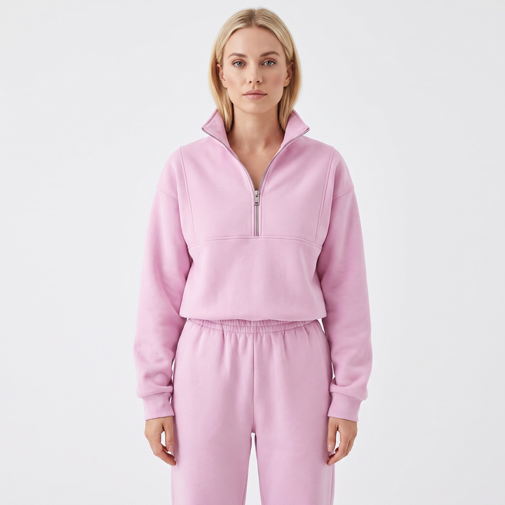 Women's Cropped Zip-Up Sweatshirt and Jogger Set