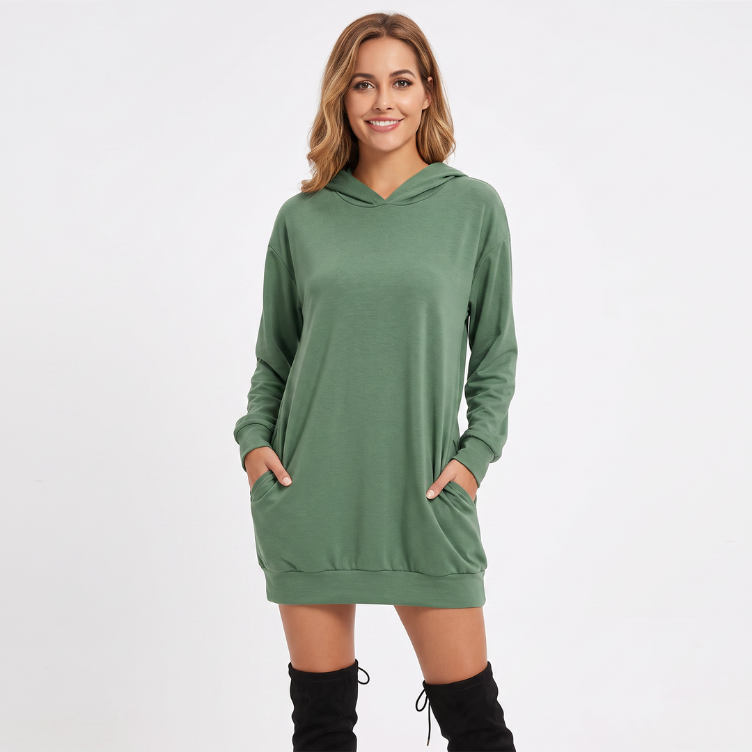 Women's Hoodie Dress Pullover Sweatshirt with Pockets