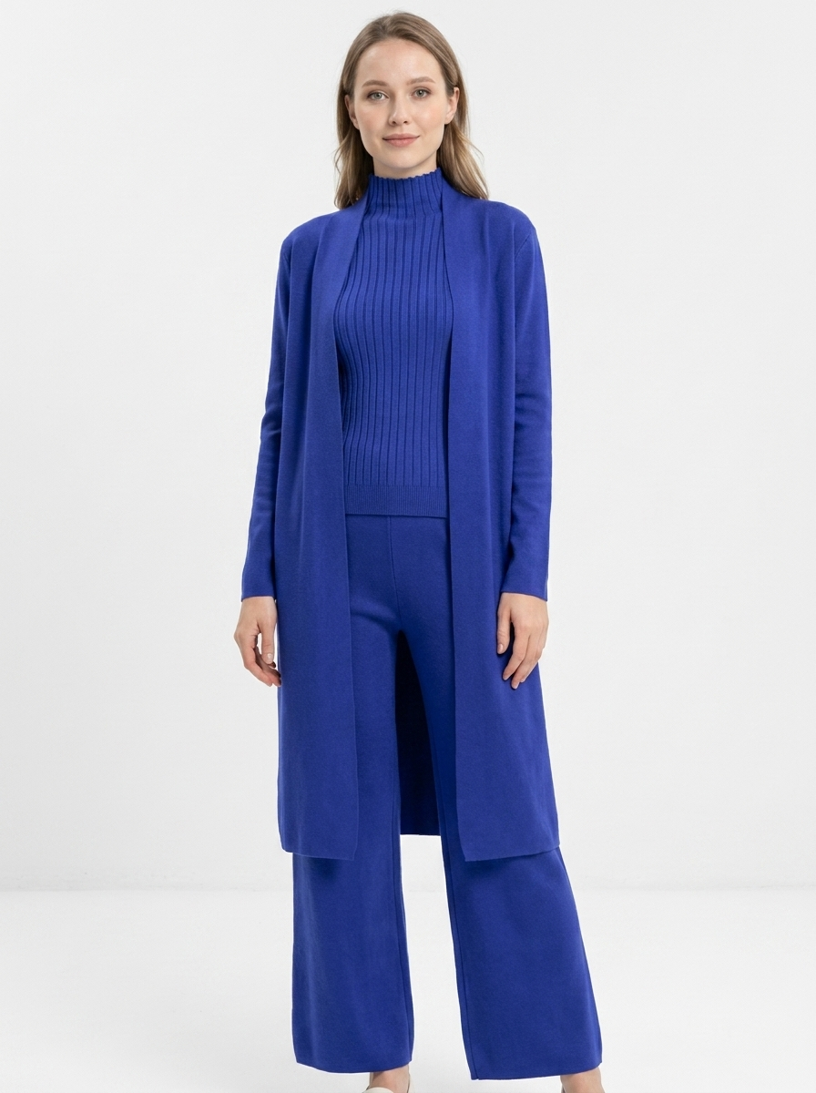 Women's Three-Piece Knit Set Cardigan Tank Wide-Leg Pants