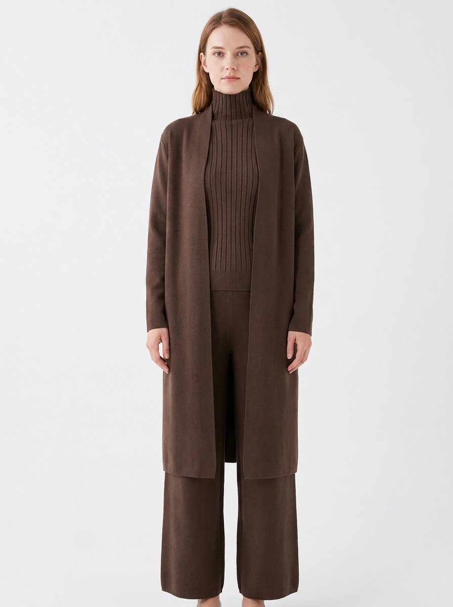 Women's Three-Piece Knit Set Cardigan Tank Wide-Leg Pants