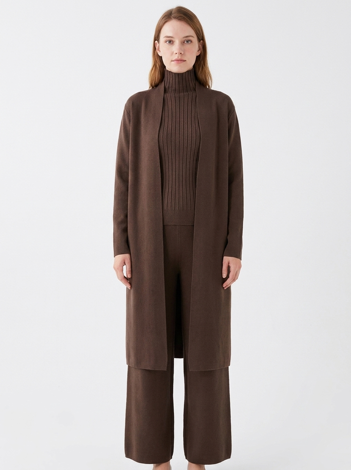 Women's Three-Piece Knit Set Cardigan Tank Wide-Leg Pants