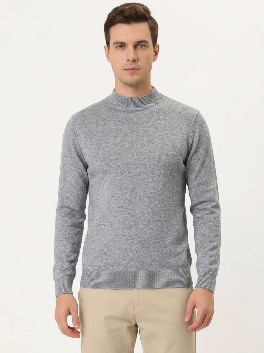 Men's Mock Neck Sweater Slim-Fit Knit Pullover Casual