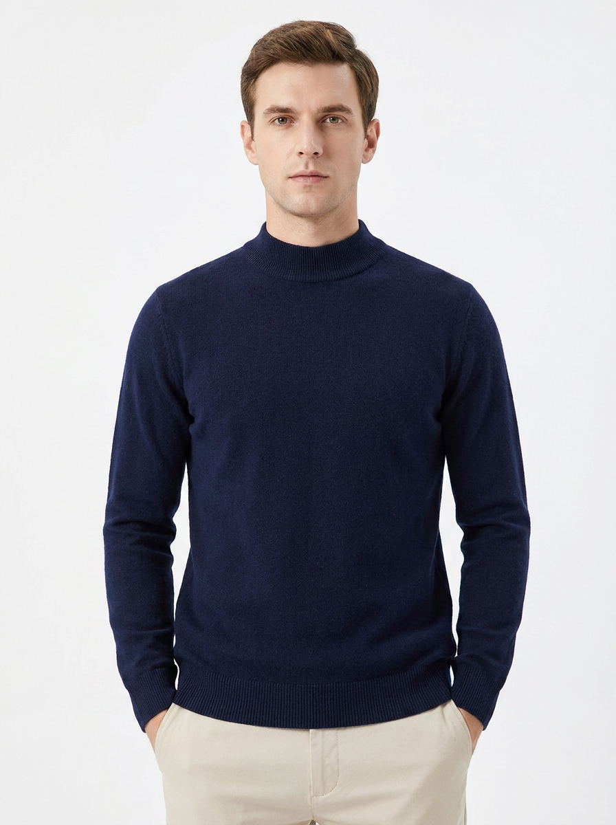 Men's Mock Neck Sweater Slim-Fit Knit Pullover Casual