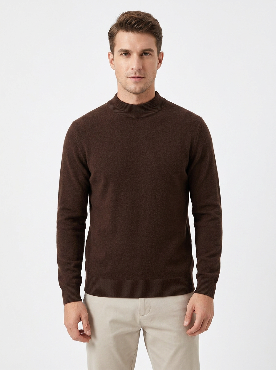 Men's Mock Neck Sweater Slim-Fit Knit Pullover Casual