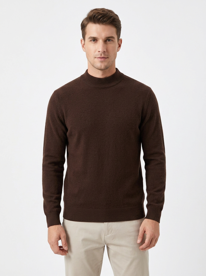 Men's Mock Neck Sweater Slim-Fit Knit Pullover Casual