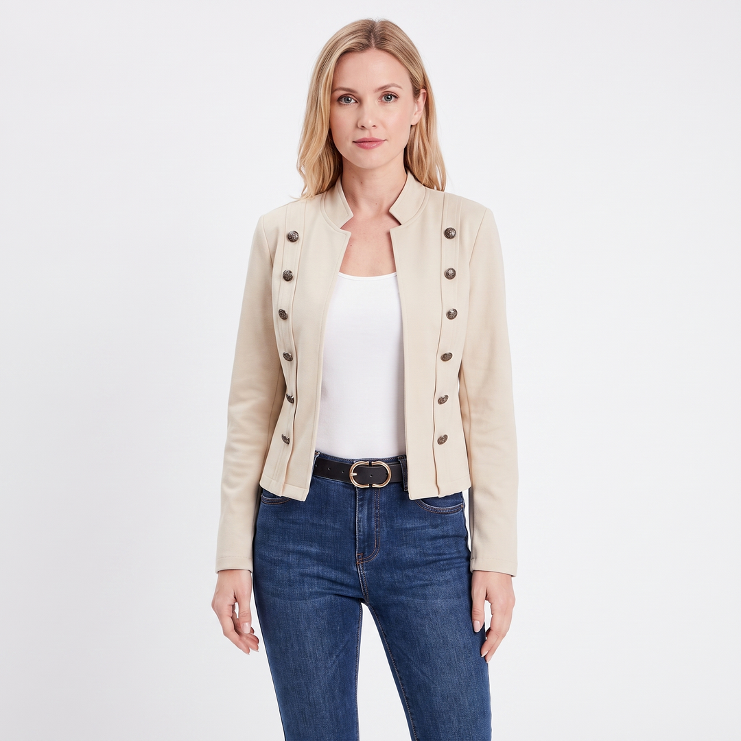 Women's Military Style Blazer Stand Collar Fitted Jacket