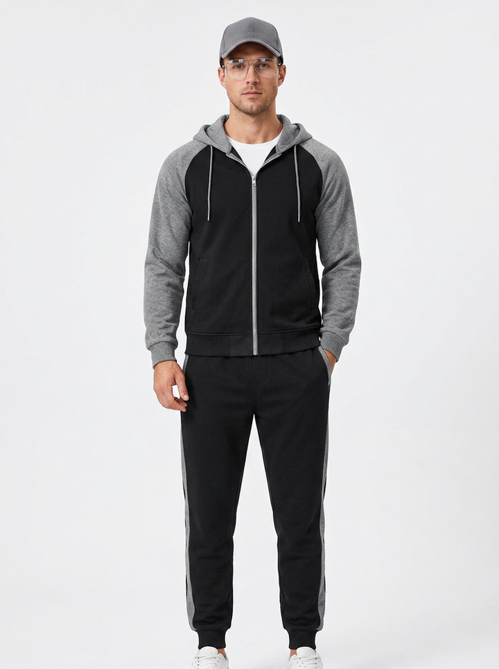 Men's Zip-Up Hoodie and Jogger Set Two-Piece Tracksuit