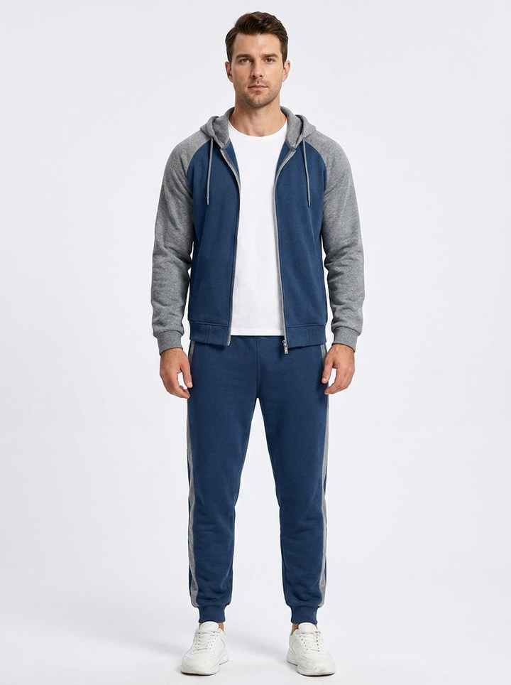 Men's Zip-Up Hoodie and Jogger Set Two-Piece Tracksuit