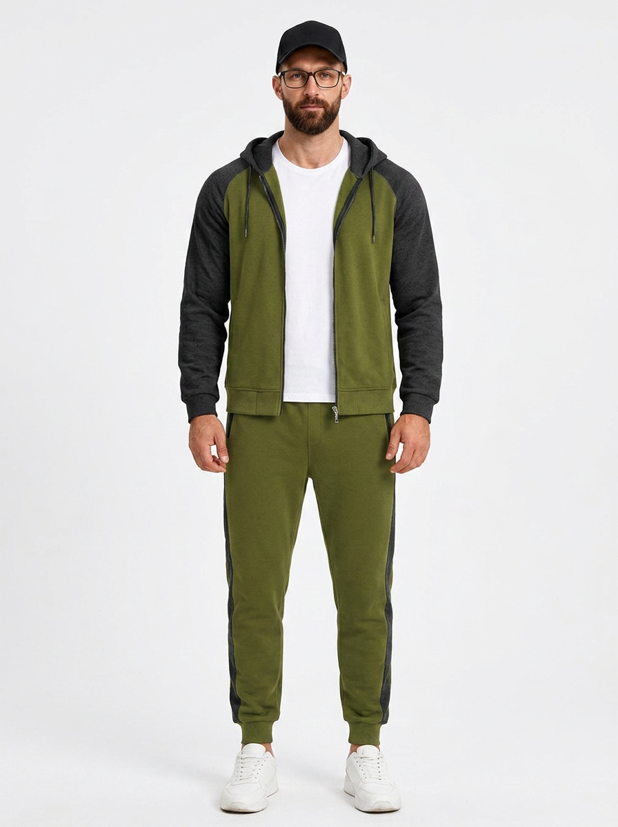 Men's Zip-Up Hoodie and Jogger Set Two-Piece Tracksuit