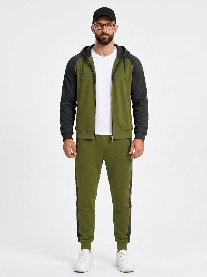 Men's Zip-Up Hoodie and Jogger Set Two-Piece Tracksuit