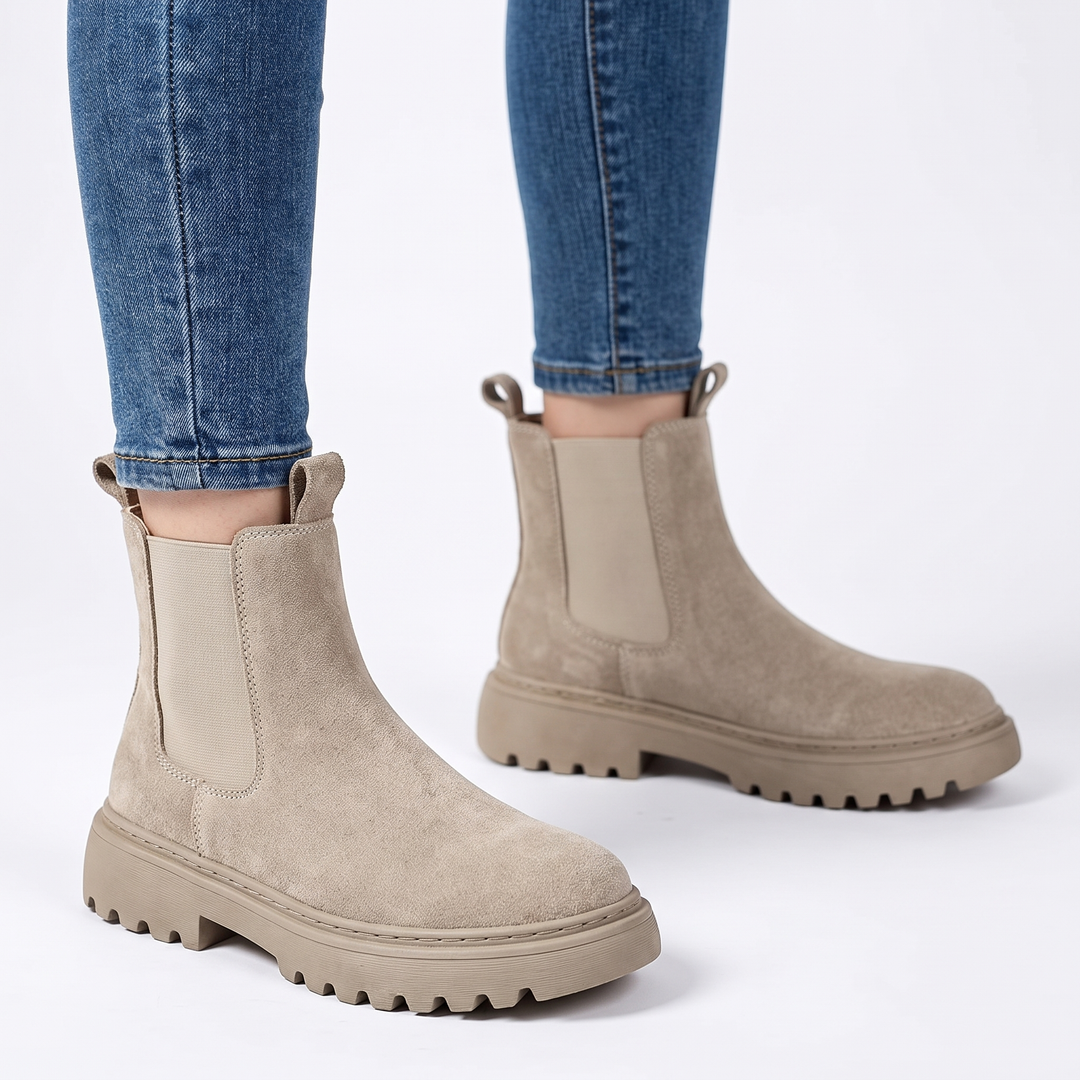 Suede Chelsea Boots Chunky Platform Sole Ankle Boots