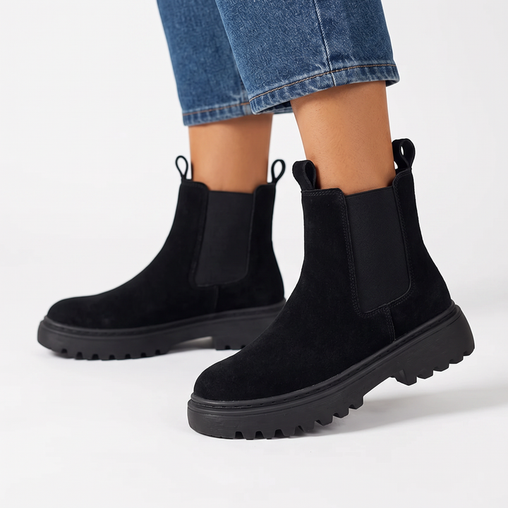 Suede Chelsea Boots Chunky Platform Sole Ankle Boots