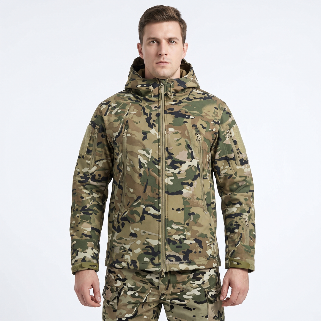 Men's Tactical Jacket Pants Set Hooded Multi-Pocket Two-Piece