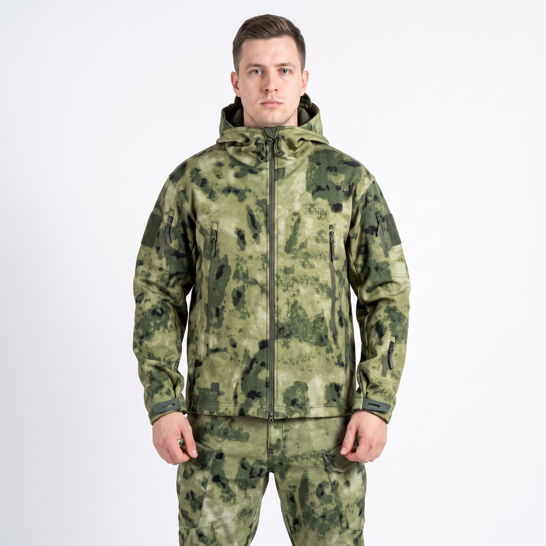 Men's Tactical Jacket Pants Set Hooded Multi-Pocket Two-Piece