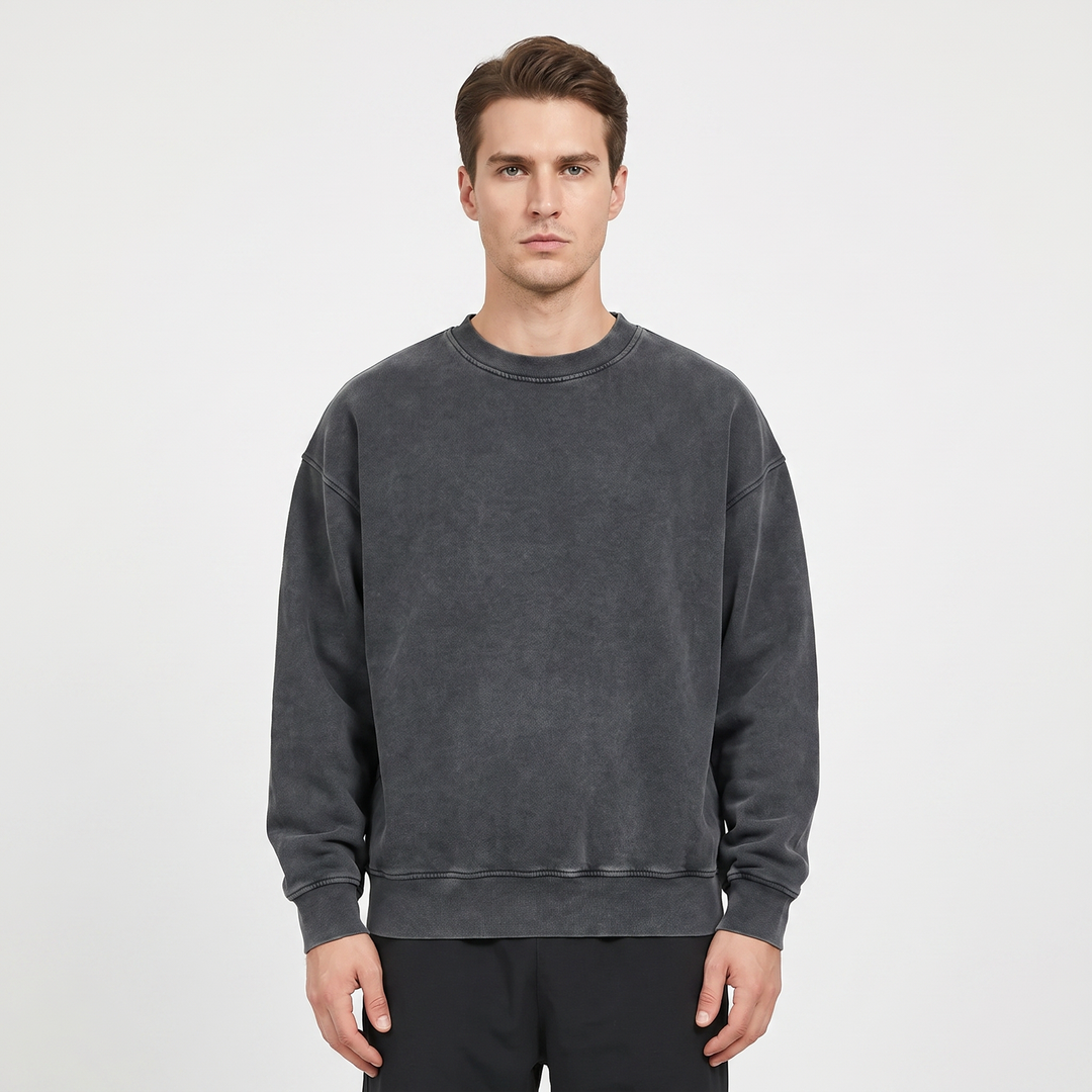Men's Oversized Sweatshirt Crew Neck Vintage Wash Pullover