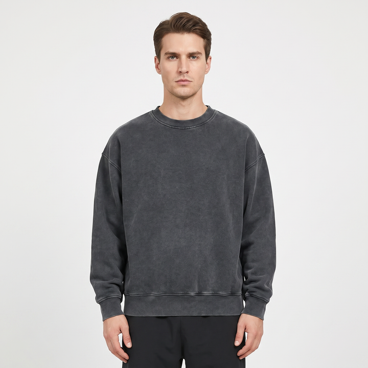 Men's Oversized Sweatshirt Crew Neck Vintage Wash Pullover