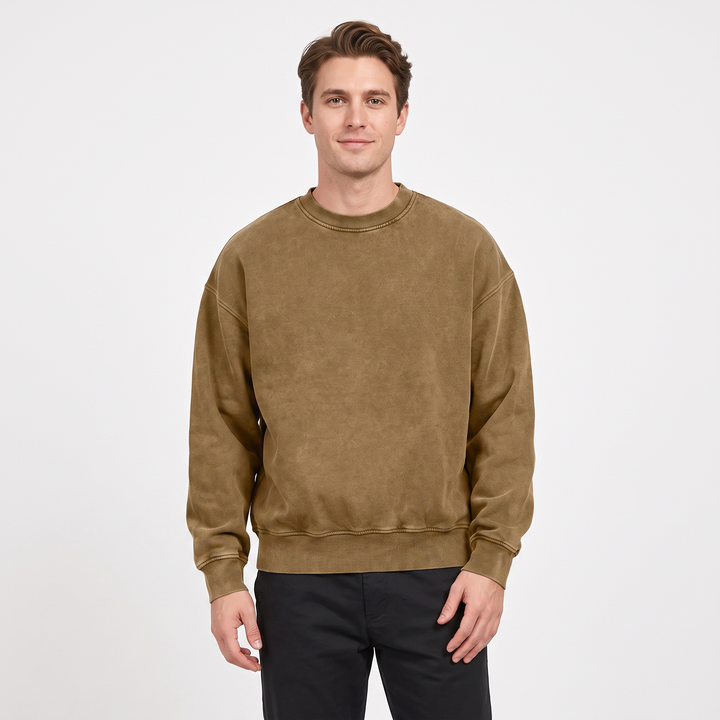 Men's Oversized Sweatshirt Crew Neck Vintage Wash Pullover