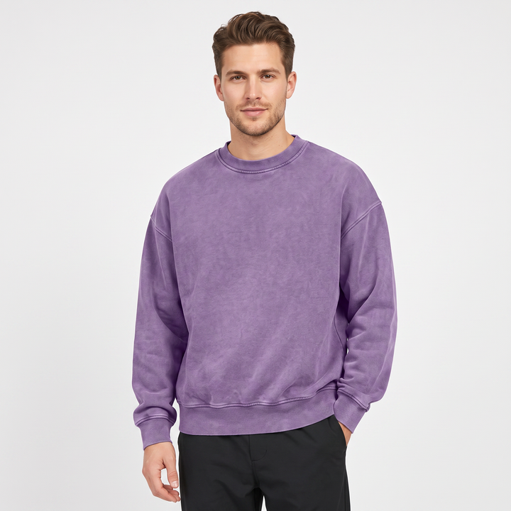 Men's Oversized Sweatshirt Crew Neck Vintage Wash Pullover