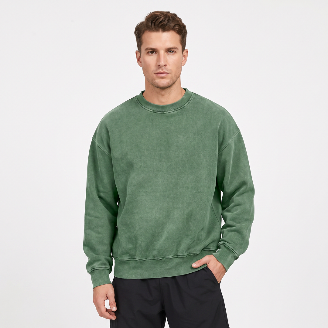 Men's Oversized Sweatshirt Crew Neck Vintage Wash Pullover