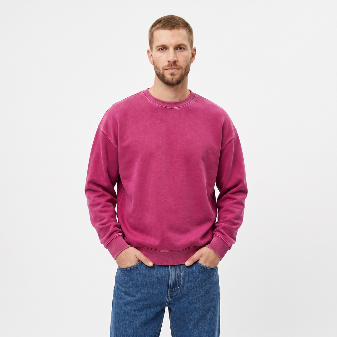 Men's Oversized Sweatshirt Crew Neck Vintage Wash Pullover