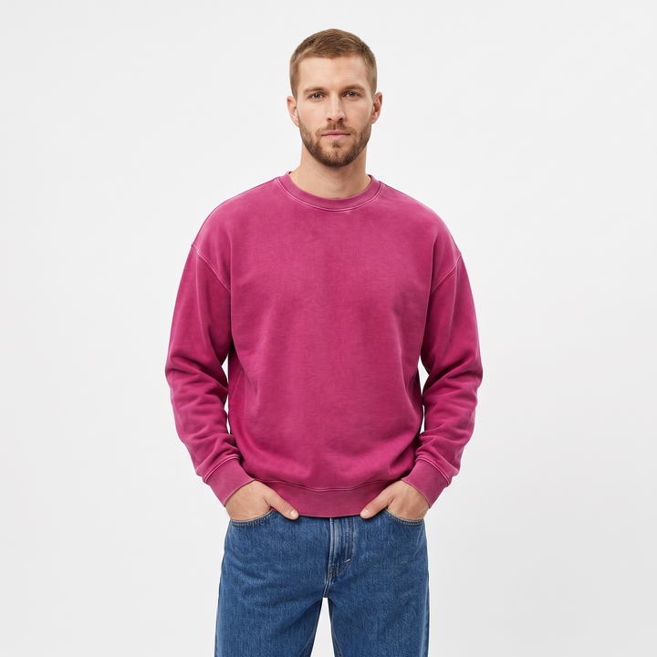 Men's Oversized Sweatshirt Crew Neck Vintage Wash Pullover