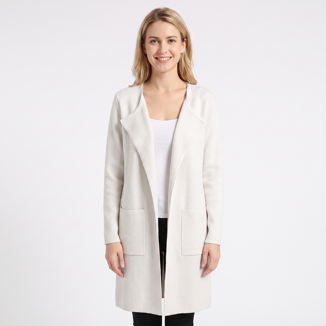 Women's Longline Cardigan Open-Front Knit Coat with Pockets
