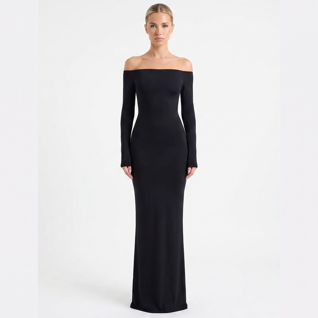 Women's Off-Shoulder Long Sleeve Bodycon Maxi Dress