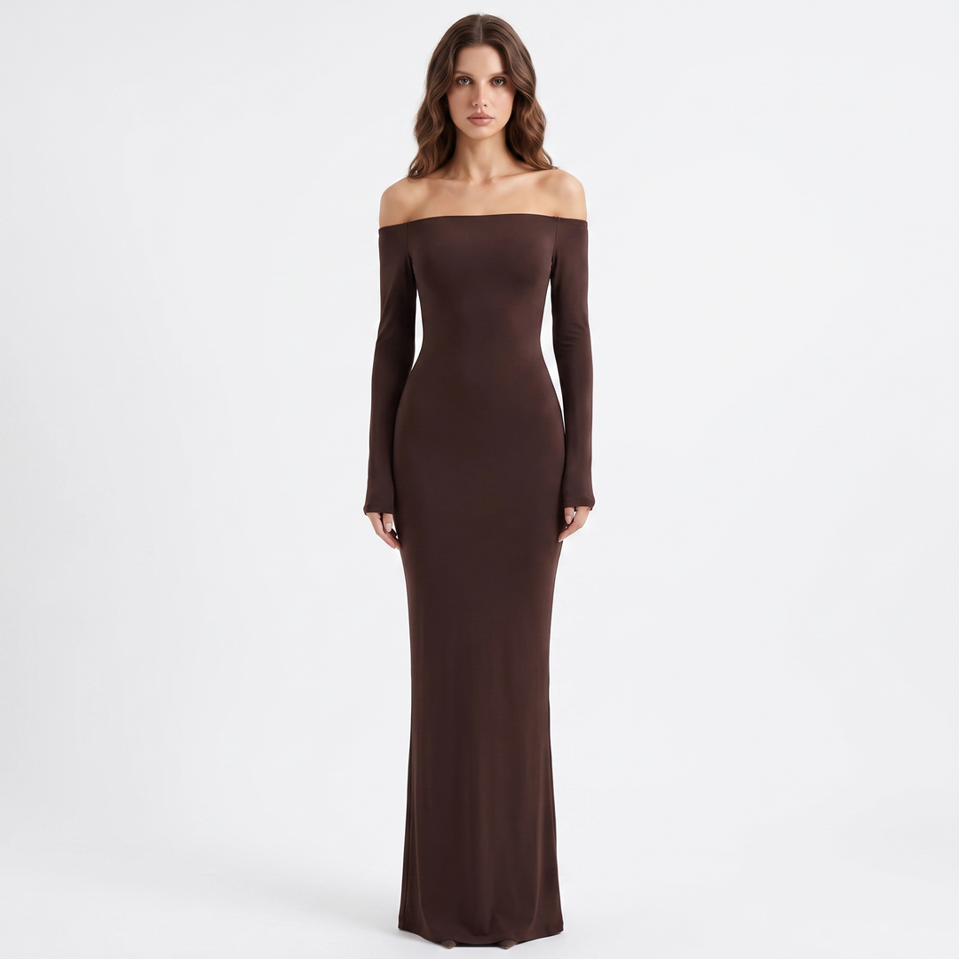 Women's Off-Shoulder Long Sleeve Bodycon Maxi Dress