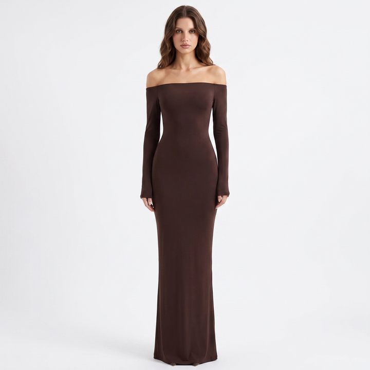 Women's Off-Shoulder Long Sleeve Bodycon Maxi Dress