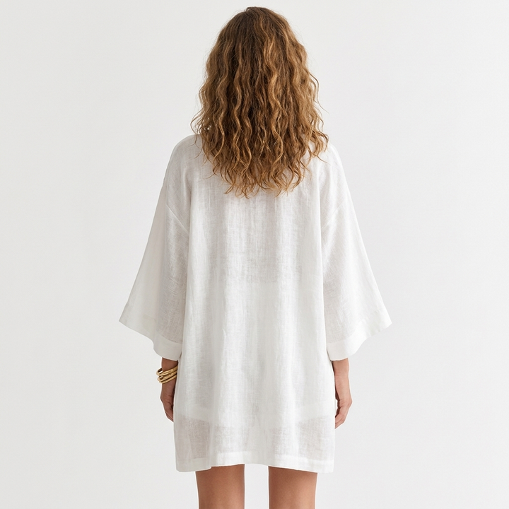 Women's 3-Piece Cotton Gauze Set Kimono Top Shorts Loungewear