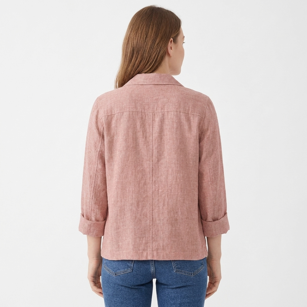 Women's Linen Shirt Jacket Casual Button-Down Collared Shacket